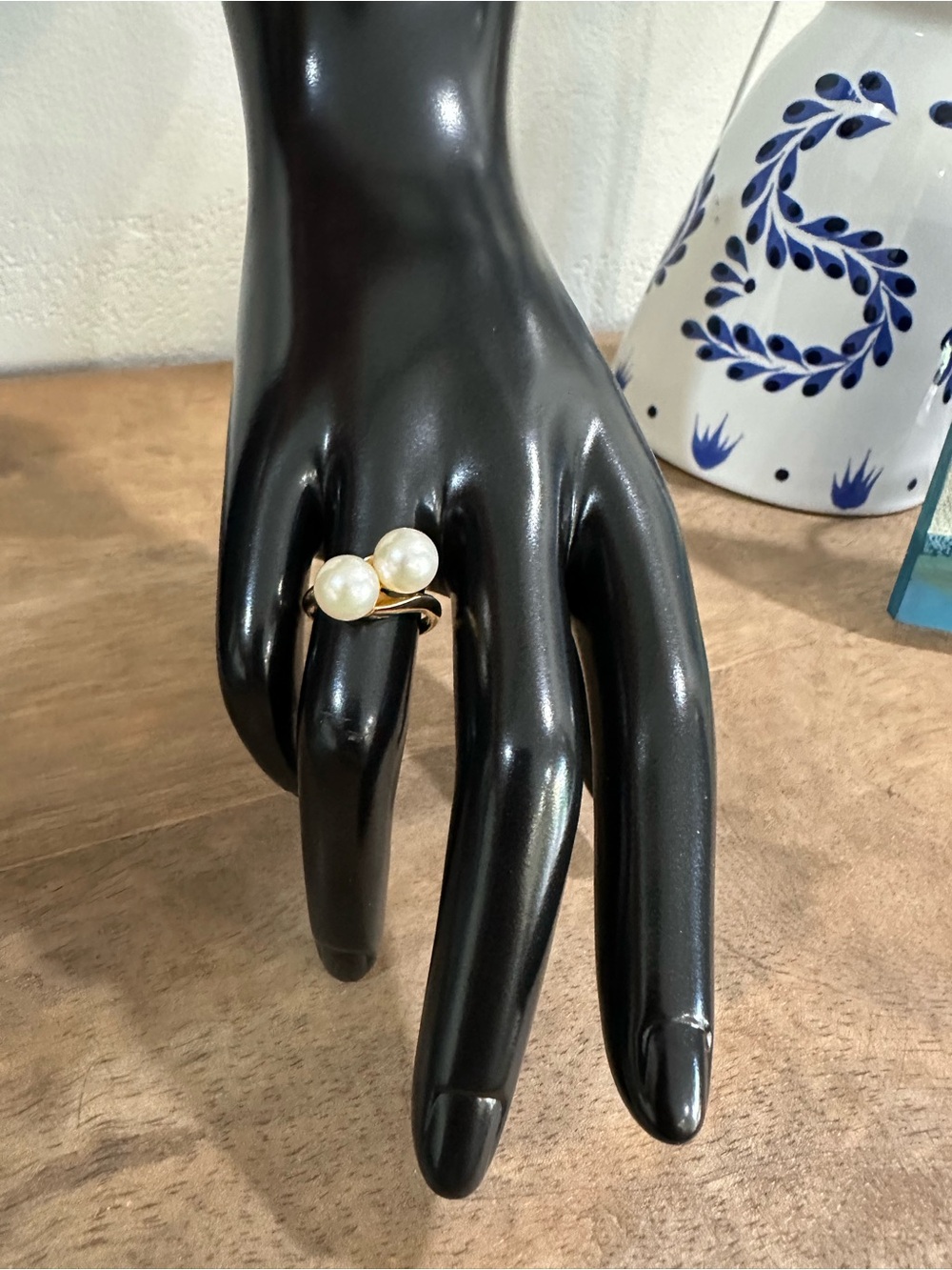 14k Vintage Gold Pearl Double-Cluster Ring